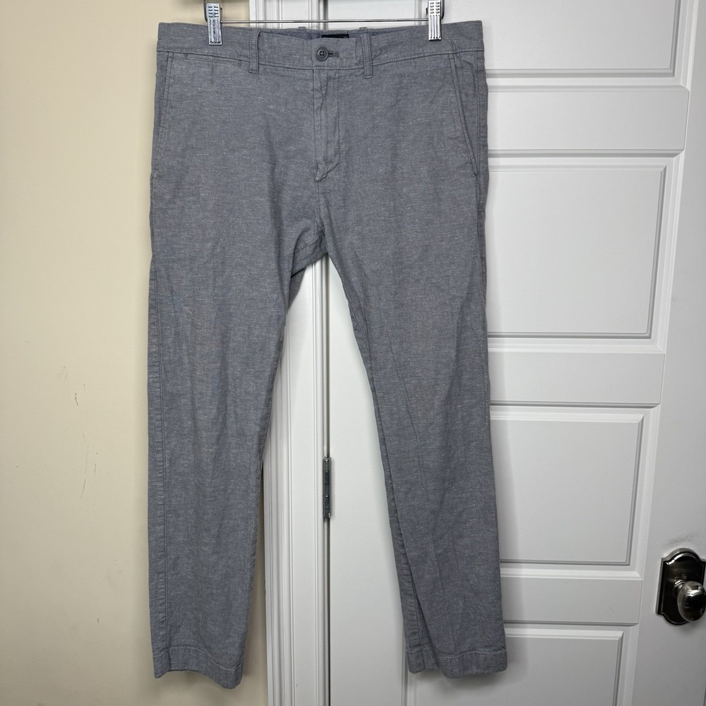 J Crew 770 Linen Blend Chino Men's 31/30 (34/28) Grey Straight Fit Stretch BE457